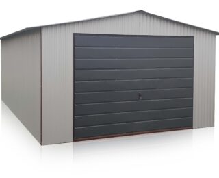 EUROSTAL Garage 4x5m in colore RAL 7035 tetto a due falde