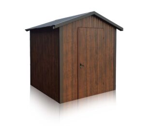 Casetta da giardino 2x2m tetto a due falde, colore noce opaca
