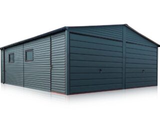 Garage, Box in lamiera,doppio timpano 6x7m, BTX 7016, grafite