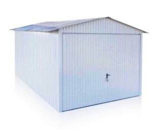 Plechová garáž 3×5 m – sedlová střecha - RAL 9010