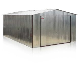 Plechová garáž 4×5 m – sedlová střecha – pozink