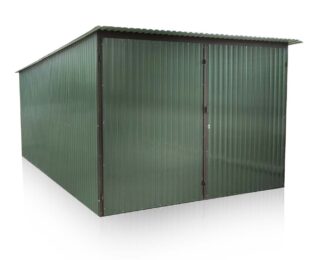 Garaj metalic 3 x 5 m pantă spre spate, verde lucios