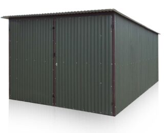 Garaj metalic 3 x 5m pantă spre spate - verde mat