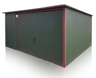 Garaj metalic 4x5m pantă spre spate-verde mat
