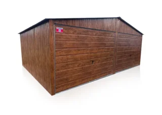 Garaj din tablă 6x5m, cu doua pante, stejar auriu
