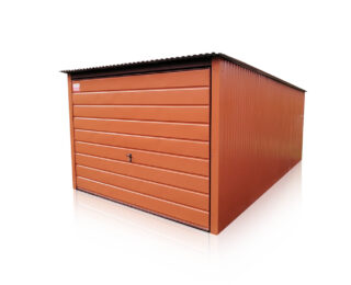 Garaj metalic 3x5m, înclinat spre spate, RAL 8004