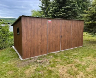 Eurostal.ro - Garaj de tablă, depozitare, casă de grădină 5x3m, poarta cu doua aripi+ FAB