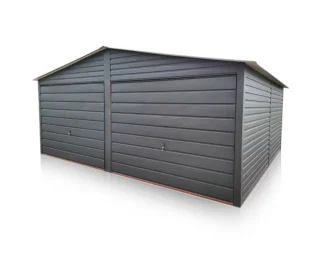 Garaj metalic 6x5m, grafit - formă trapezoidală lată