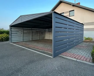 Carport din tablă, carport, 6 x 5 m, acoperiș 2 ape