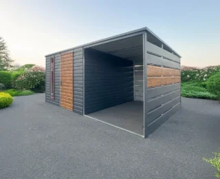 Casă de grădină 5x3 cu copertina din panouri