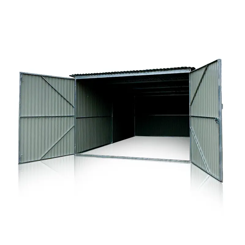 Eurostal.ro - Garaj metalic 3x5 m pantă spre spate, poartă cu două aripi