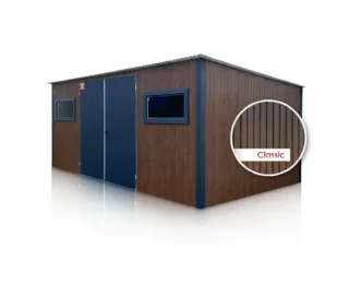 Depozit, casă de grădină 5x3m, poarta cu doua aripi, 2x fereastră