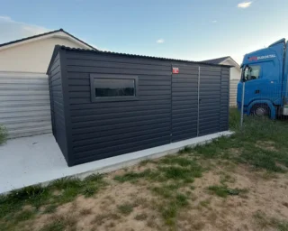 Casă de grădină 5x3m pentru depozitare culoare grafit mat cu profil orizontal