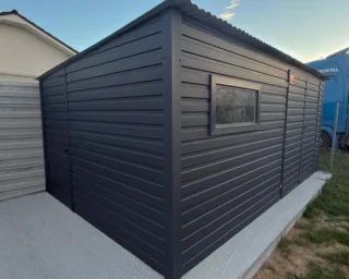 Casă de grădină 5x3m pentru depozitare culoare grafit mat cu profil orizontal