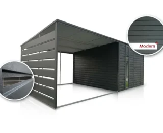 Casă de Grădină 3x3m cu Terasă 2x3m Grafit Mat | Premium
