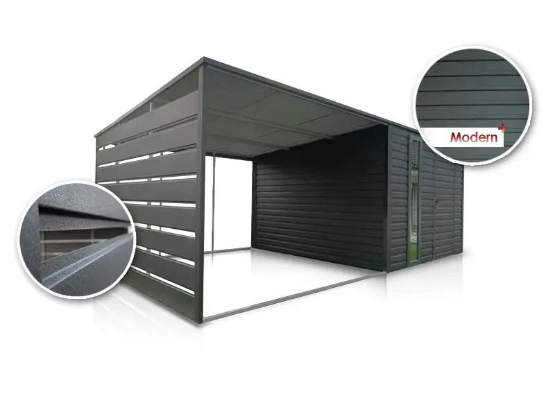 Casă de Grădină 3x3m cu Terasă 2x3m Grafit Mat | Premium