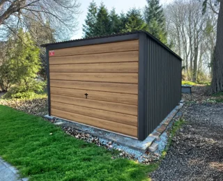 Garaj metalic 3x5m culoare antracit mat RAL 7016 cu poartă basculantă Winchester