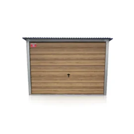 garaj metalic 3x5 m panta spate winchester imitatie lemn poarta basculanta profil lat vertical classic plus