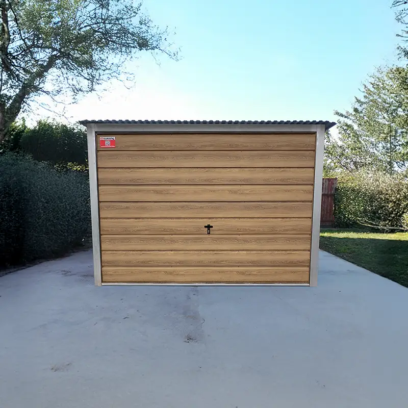 garaj metalic 3x5 m panta spate winchester imitatie lemn poarta basculanta profil lat vertical classic plus