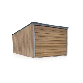 garaj metalic 3x5 m panta spate winchester imitatie lemn poarta basculanta profil lat vertical classic plus