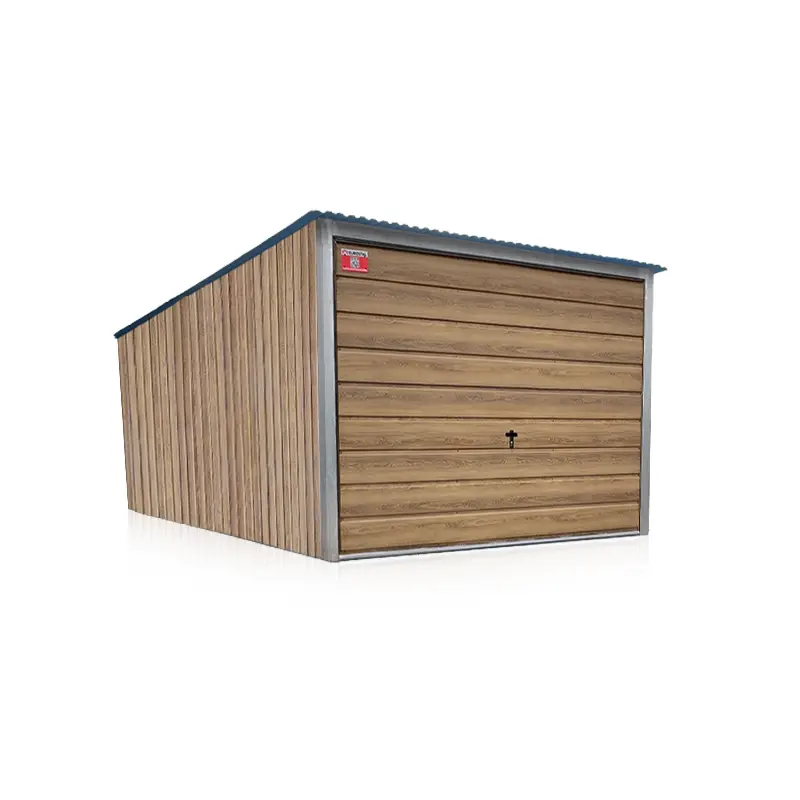 garaj metalic 3x5 m panta spate winchester imitatie lemn poarta basculanta profil lat vertical classic plus