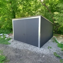 garaj metalic 3x5 m panta spate grafit mat ral 7016 poarta basculanta structura zincata