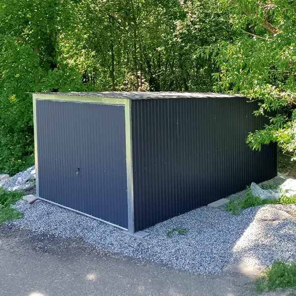 garaj metalic 3x5 m panta spate grafit mat ral 7016 poarta basculanta structura zincata