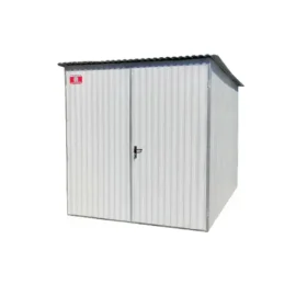 Garaj metalic si spatiu de depozitare 2x3m alb mat RAL 9010 cu poarta cu doua aripi Eurostal