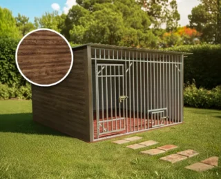Țarc premium pentru câini 3x2 m, tablă orizontală Nuc Închis