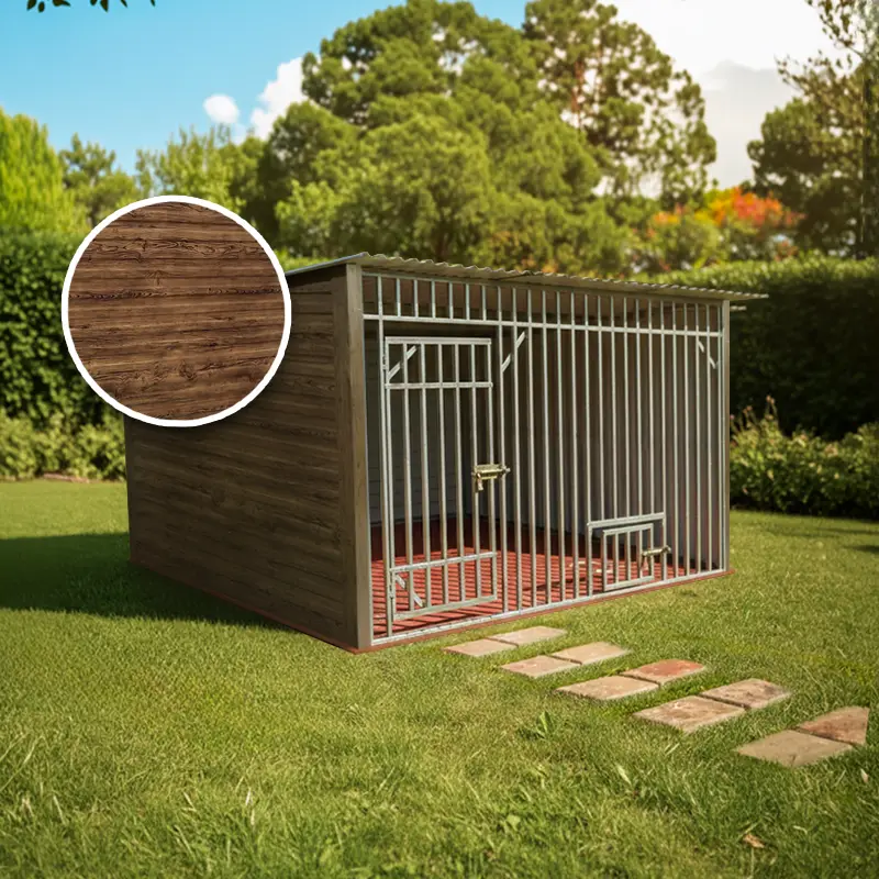 Țarc premium pentru câini 3x2 m, tablă orizontală Nuc Închis